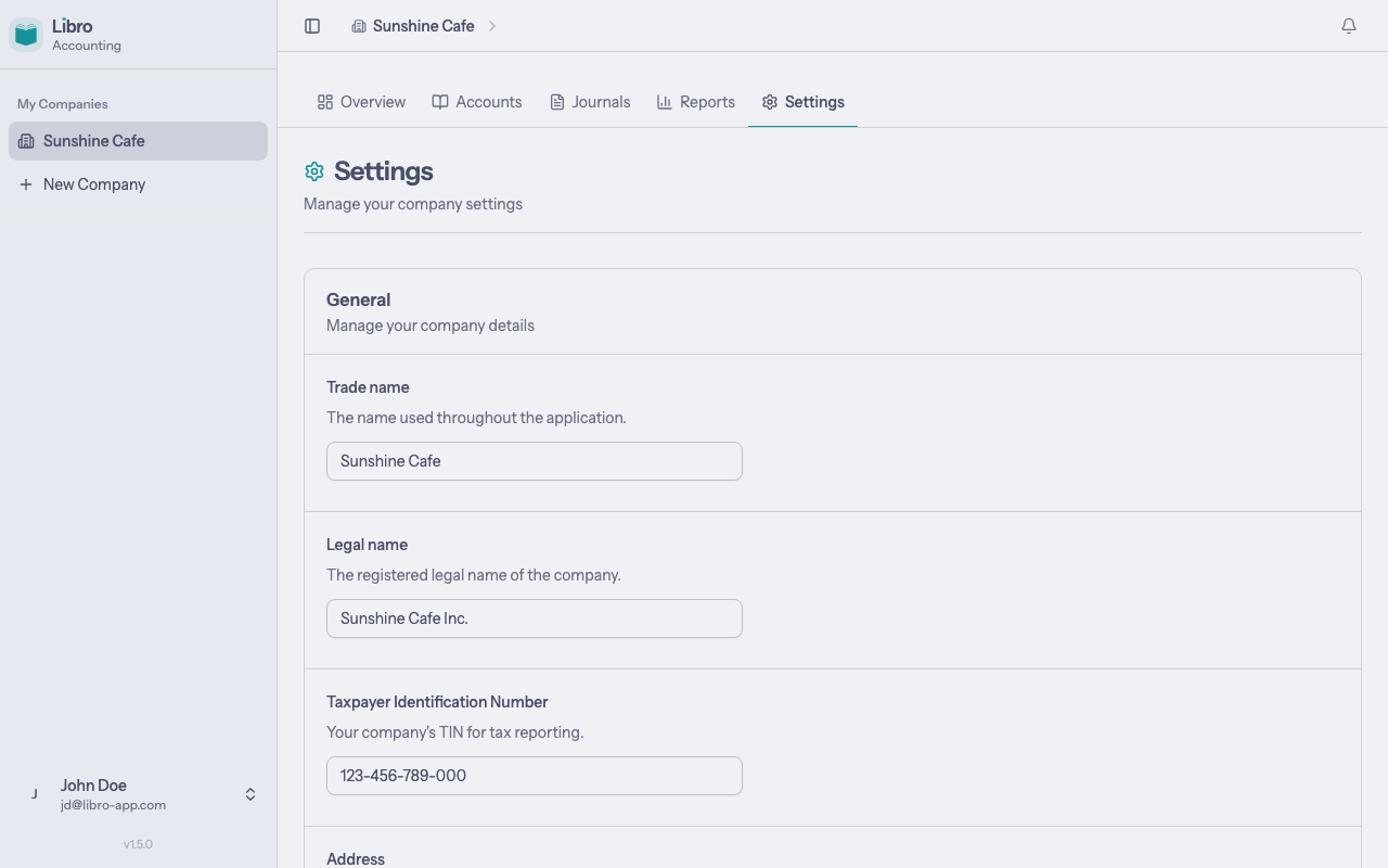 Company settings - General